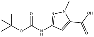 3-(tert-butoxycarbonyl)-1-methyl-1H-pyrazole-5-carboxylic acid Struktur