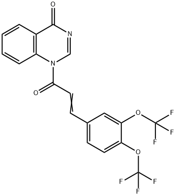 (E)-1-(3-(3,4-Bis(trifluoromethoxy)phenyl)acryloyl)quinazolin-4(1H)-one Struktur