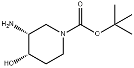 tert-butyl (3R,4S)-3-amino-4-hydroxypiperidine-1-carboxylate Struktur