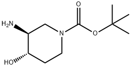 tert-butyl (3s,4s)-3-amino-4-hydroxypiperidine-1-carboxylate Struktur