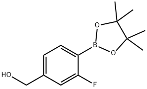 (3-fluoro-4-(4,4,5,5-tetramethyl-1,3,2-dioxaborolan-2-yl)phenyl)methanol Struktur