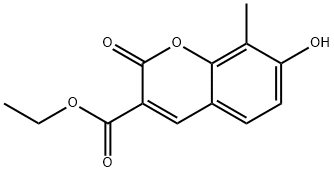 Ethyl 7-hydroxy-8-methyl-2-oxo-2H-chromene-3-carboxylate Struktur