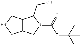 tert-butyl 1-(hydroxymethyl)-hexahydropyrrolo[3,4-c]pyrrole-2(1H)-carboxylate Struktur