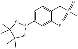 1,3,2-Dioxaborolane, 2-[3-fluoro-4-[(methylsulfonyl)methyl]phenyl]-4,4,5,5-tetramethyl- Struktur