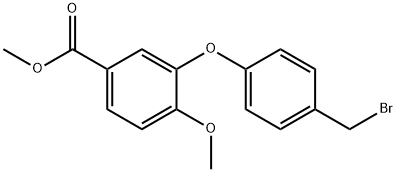 Methyl 3-(4-(bromomethyl)phenoxy)-4-methoxybenzoate Struktur