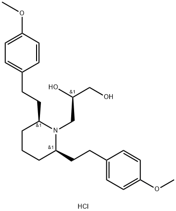 3-[(2R,6S)-2,6-Bis[2-(4-methoxyphenyl)ethyl]-1-piperidinyl]-(2R)-1,2-propanediol hydrochloride Struktur