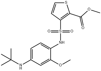 2-Thiophenecarboxylic acid, 3-[[[4-[(1,1-dimethylethyl)amino]-2-methoxyphenyl]amino]sulfonyl]-, methyl ester Struktur