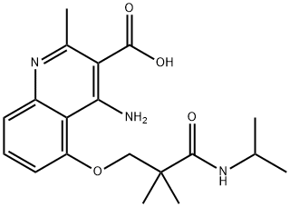 4-amino-5-(3-(isopropylamino)-2,2-dimethyl-3-oxopropoxy)-2-methylquinoline-3-carboxylicacid Struktur