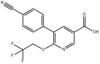 5-(4-Cyanophenyl)-6-(2,2,2-trifluoroethoxy)nicotinic acid Struktur