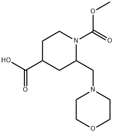 1-(Methoxycarbonyl)-2-(morpholinomethyl)piperidine-4-carboxylic acid Struktur