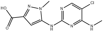 5-((5-Chloro-4-(methylamino)pyrimidin-2-yl)amino)-1-methyl-1H-pyrazole-3-carboxylic acid Struktur