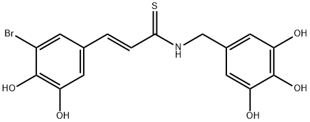 (E)-3-(3-bromo-4,5-dihydroxyphenyl)-N-(3,4,5-trihydroxybenzyl)prop-2-enethioamide Struktur