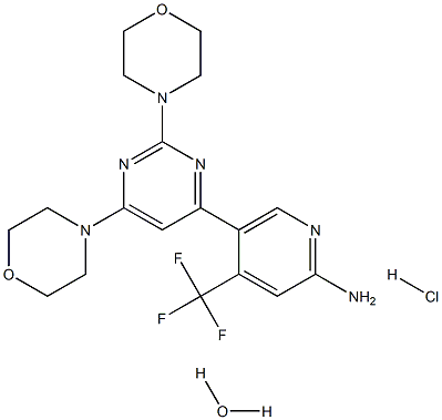 5-(2,6-Dimorpholinopyrimidin-4-yl)-4-(trifluoromethyl)pyridin-2-amine hydrochloride hydrate Struktur