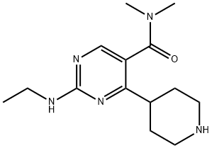 2-(ethylamino)-N,N-dimethyl-4-(piperidin-4-yl)pyrimidine-5-carboxamide Struktur