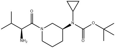 [(S)-1-((S)-2-Amino-3-methyl-butyryl)-piperidin-3-yl]-cyclopropyl-carbamic acid tert-butyl ester Struktur