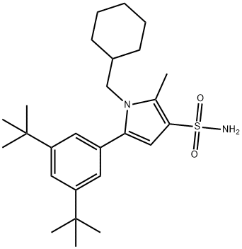 1-(cyclohexylmethyl)-5-(3,5-di-tert-butylphenyl)-2-methyl-1H-pyrrole-3-sulfonamide Struktur