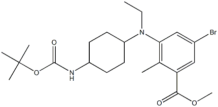 methyl5-bromo-3-(((1r,4r)-4-((tert-butoxycarbonyl)amino)cyclohexyl)(ethyl)amino)-2-methylbenzoate Struktur