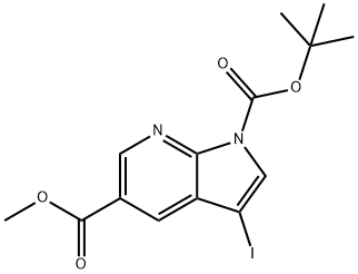 1-tert-Butyl 5-methyl 3-iodo-1H-pyrrolo[2,3-b]pyridine-1,5-dicarboxylate Struktur