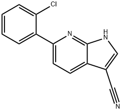 6-(2-Chlorophenyl)-1H-pyrrolo[2,3-b]pyridine-3-carbonitrile Struktur