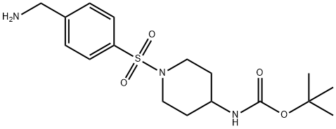 tert-Butyl (1-((4-(aminomethyl)phenyl)sulfonyl)piperidin-4-yl)carbamate Struktur