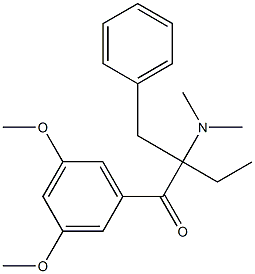 2-benzyl-1-(3,5-dimethoxyphenyl)-2-(dimethylamino)butan-1-one Struktur