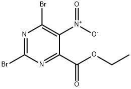 2,6-dibromo-5-nitro-4-pyrimidinecarboxylic acid ethyl ester Struktur