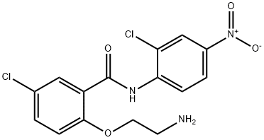 2-(2-Aminoethoxy)-5-chloro-N-(2-chloro-4-nitrophenyl)benzamide Struktur