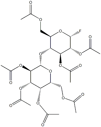 4-O-(2,3,4,6-Tetra-O-acetyl-beta-D-galactopyranosyl)-alpha-D-glucopyranosyl fluoride triacetate Struktur