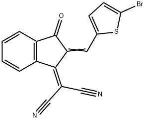 2-(2-((5-bromothiophen-2-yl)methylene)-3-oxo-2,3-dihydro-1H-inden-1-ylidene)malononitrile Struktur