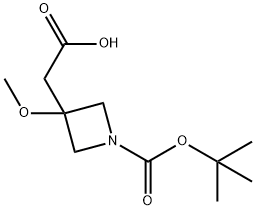 2-(1-(Tert-Butoxycarbonyl)-3-Methoxyazetidin-3-Yl)Acetic Acid Struktur