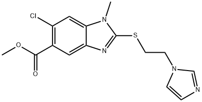 Methyl 2-((2-(1H-imidazol-1-yl)ethyl)thio)-6-chloro-1-methyl-1H-benzo[d]imidazole-5-carboxylate Struktur