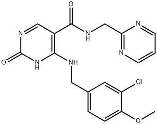 4-((3-chloro-4-methoxybenzyl)amino)-2-hydroxy-N-(pyrimidin-2-ylmethyl)pyrimidine-5-carboxamide Struktur