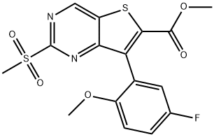 methyl 7-(5-fluoro-2-methoxyphenyl)-2-(methylsulfonyl)thieno[3,2-d]pyrimidine-6-carboxylate Struktur