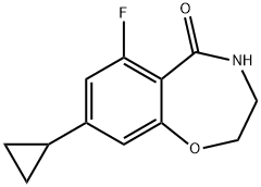 8-Cyclopropyl-6-fluoro-3,4-dihydro-2H-1,4-benzoxazepin-5-one Struktur