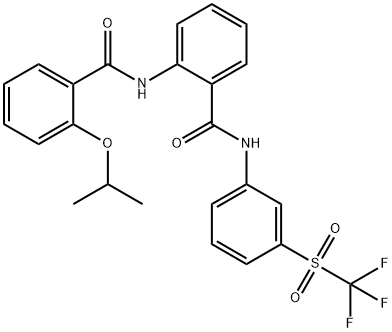 2-Isopropoxy-N-(2-(3-(trifluoromethylsulfonyl)phenylcarbamoyl)phenyl)benzamide Struktur