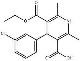 4-(3-Chlorophenyl)-5-(ethoxycarbonyl)-2,6-dimethyl-1,4-dihydropyridine-3-carboxylic acid Struktur