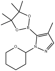 4-methyl-1-(tetrahydro-2H-pyran-2-yl)-5-(4,4,5,5-tetramethyl-1,3,2-dioxaborolan-2-yl)-1H-Pyrazole Struktur