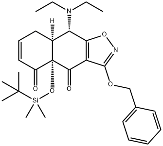 (4aS,8aS,9S)-3-(benzyloxy)-4a-((tert-butyldimethylsilyl)oxy)-9-(diethylamino)-8a,9-dihydronaphtho[2,3-d]isoxazole-4,5(4aH,8H)-dione Struktur