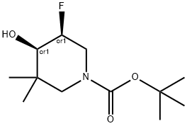 cis-3-fluoro-4-hydroxy-5,5-dimethylpiperidine-1-carboxylic acid tert-butyl ester Struktur