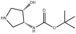 (3R,4S)-(4-Hydroxy-pyrrolidin-3-yl)-carbamic acid tert-butyl ester Struktur