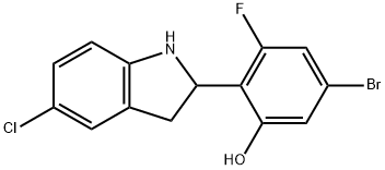 5-bromo-2-(5-chloroindolin-2-yl)-3-fluorophenol Struktur