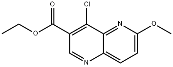 ethyl 4-chloro-6-methoxy-1,5-naphthyridine-3-carboxylate Struktur