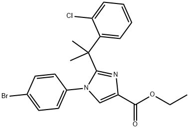 1H-Imidazole-4-carboxylic acid, 1-(4-bromophenyl)-2-[1-(2-chlorophenyl)-1-methylethyl]-, ethyl ester Struktur