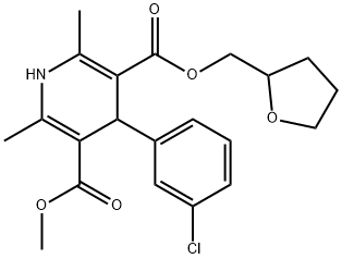 3-Methyl 5-((tetrahydrofuran-2-yl)methyl) 4-(3-chlorophenyl)-2,6-dimethyl-1,4-dihydropyridine-3,5-dicarboxylate Struktur