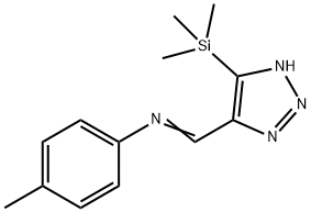 (E)-4-methyl-N-((5-(trimethylsilyl)-1H-1,2,3-triazol-4-yl)methylene)aniline Struktur