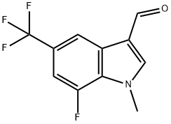 7-Fluoro-1-methyl-5-trifluoromethyl-1H-indole-3-carbaldehyde Struktur