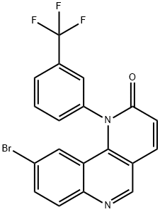 9-bromo-1-(3-(trifluoromethyl)phenyl)benzo[h][1,6]naphthyridin-2(1H)-one Struktur