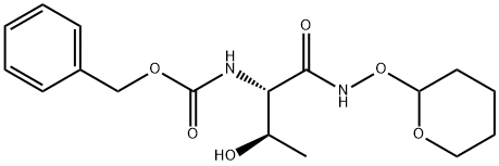 benzyl (2S,3R)-3-hydroxy-1-oxo-1-(tetrahydro-2H-pyran-2-yloxyamino)butan-2-ylcarbamate Struktur