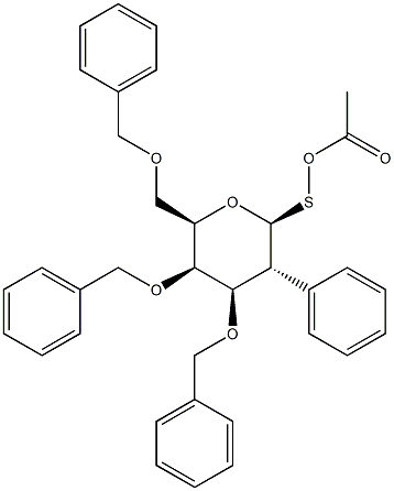 Phenyl 3,4,6-tris-O-(phenylmethyl)-1-thio-beta-D-galactopyranoside acetate Struktur