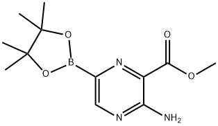 3-Amino-6-(4,4,5,5-tetramethyl-[1,3,2]dioxaborolan-2-yl)-pyrazine-2-carboxylic acid methyl ester Struktur